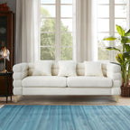Üppig gepolstertes, modernes elfenbeinfarbenes 3-Sitzer-Sofa mit weichem Bouclé-Stoff und 3 Kissen