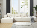 Modern beige L-shaped sectional sofa with left-hand chaise, contemporary furniture - Elirian