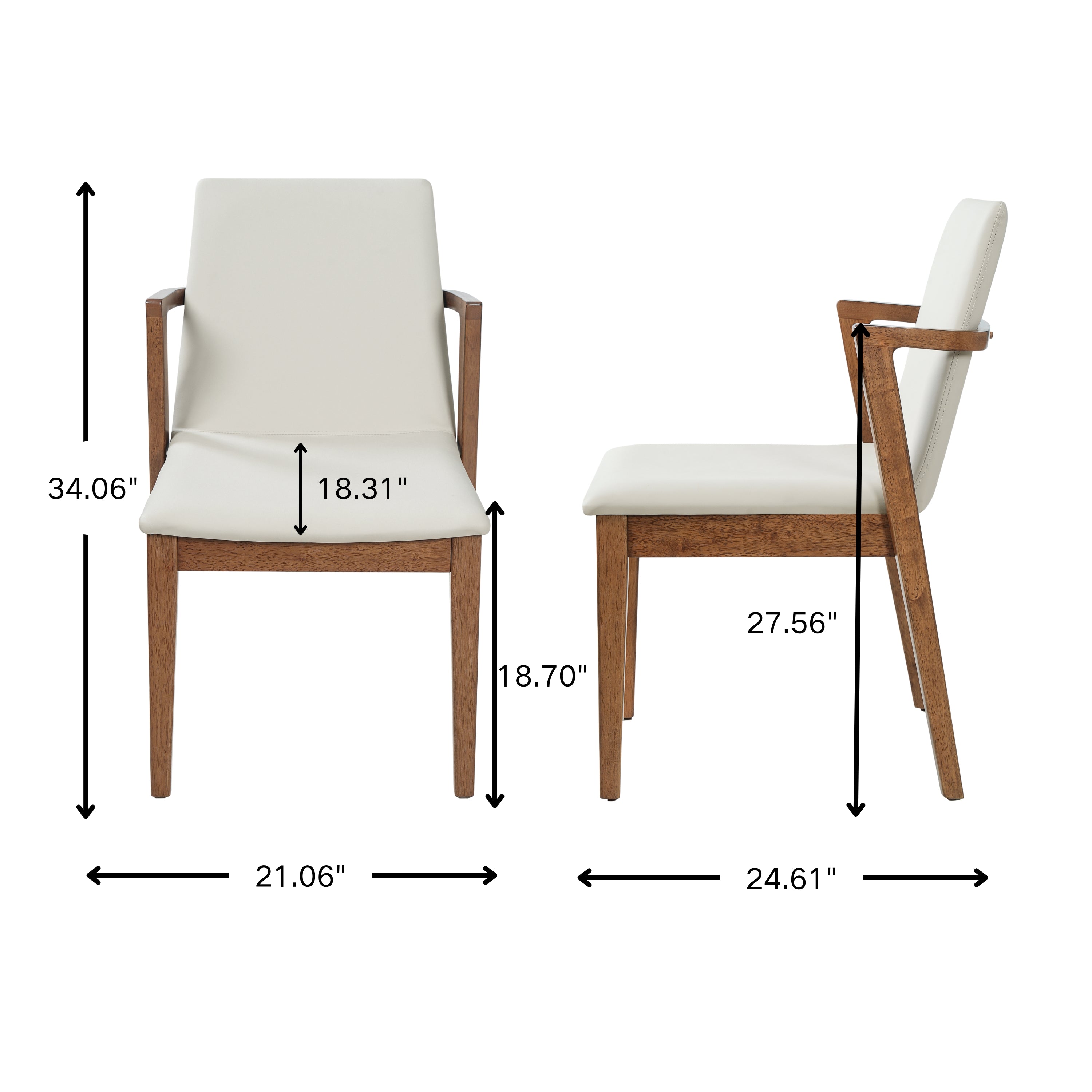 Mid-Century Modern Dining Armchairs, Beige & Walnut (Set of 2) - Elirian