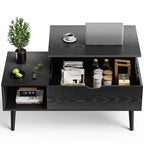 Black Lift Top Coffee Table with Hidden Storage - Elirian