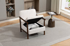 Mid Century Corduroy Storage Accent Chair with Solid Wood Frame - Elirian
