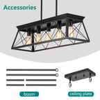 5-Light Black Farmhouse Chandelier with Adjustable Rods - Elirian