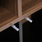 Black Fluted 3-Door Storage Cabinet with Open Display Shelves - Elirian
