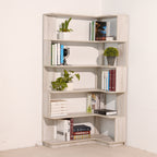 Light Gray Freestanding Corner Bookshelf with Anti-Tip Safety Design - Elirian