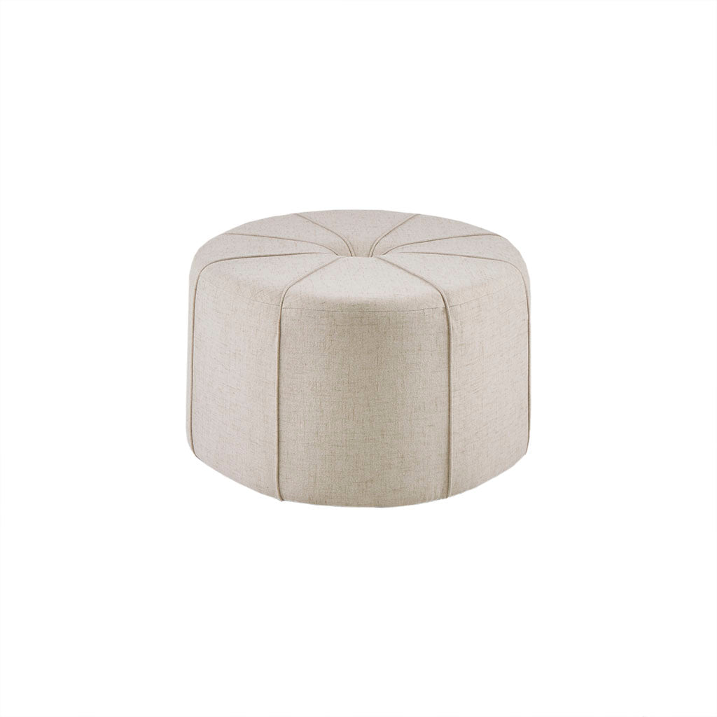 Cream Oval Tufted Cocktail Ottoman, 48" - Elirian