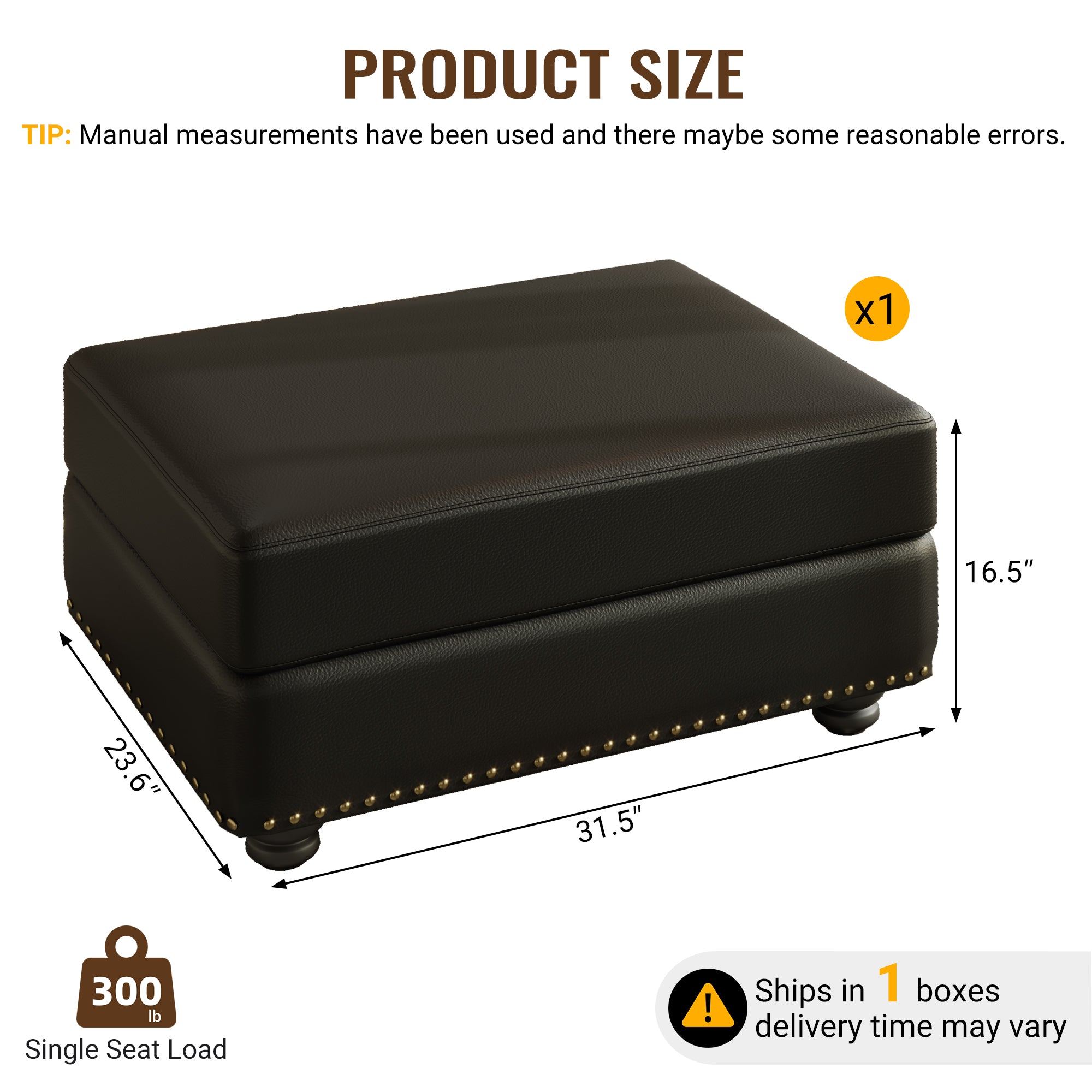 Faux Leather Modular Ottoman in Black - Elirian