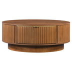 Fluted Coffee Table & TV Console Set in Warm Brown - Elirian
