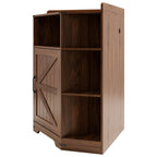 Walnut Corner Storage Cabinet with Charging Station and 6 Cubbies - Elirian