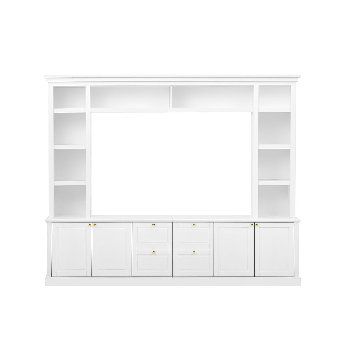 White Modern TV Stand with Bookcase for TVs up to 65 inch - Elirian