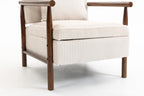 Mid Century Corduroy Storage Accent Chair with Solid Wood Frame - Elirian