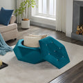 Velvet Diamond Tufted Storage Ottoman, Blue - Elirian