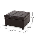 Tufted Storage Ottoman in Dark Brown PU Leather - Elirian