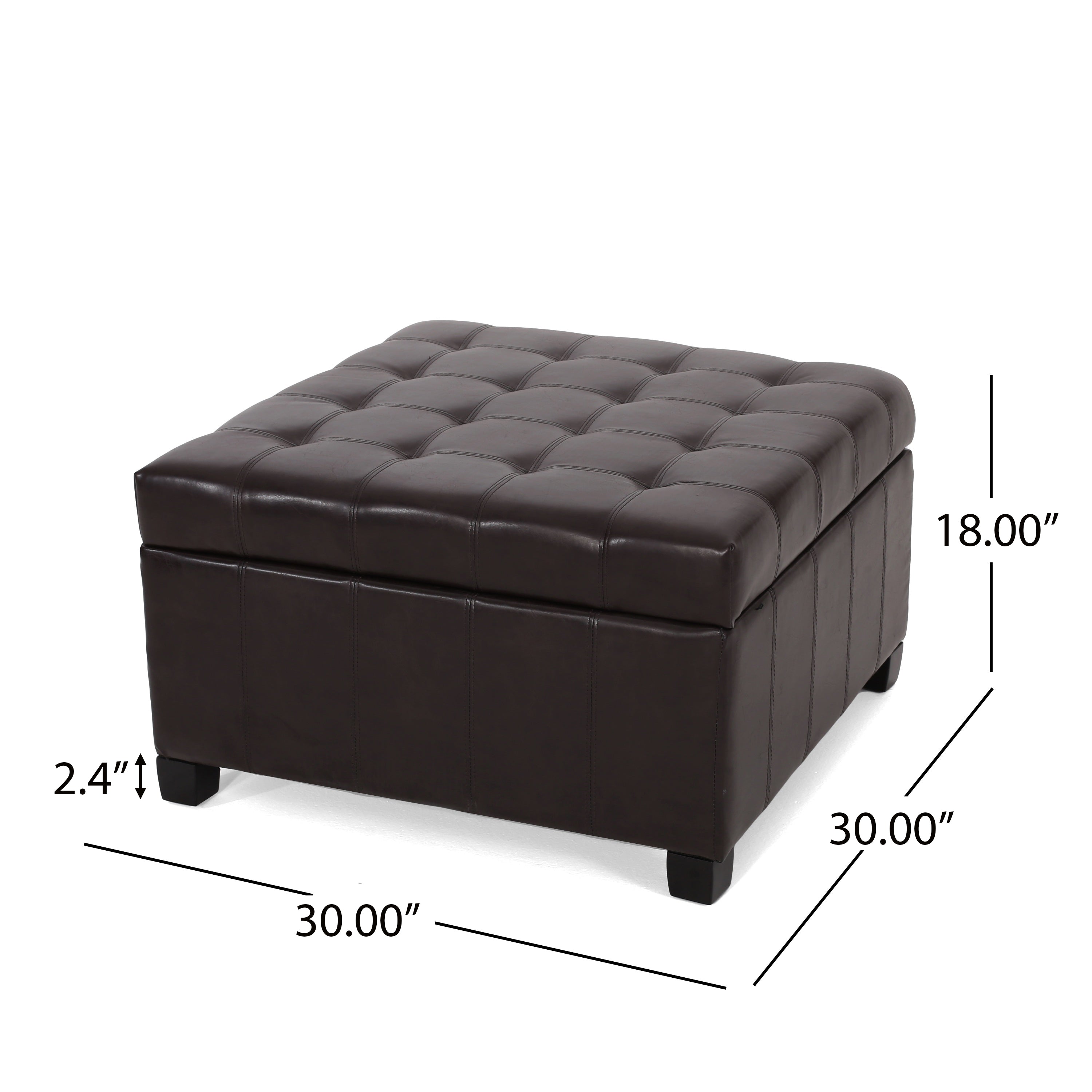 Tufted Storage Ottoman in Dark Brown PU Leather - Elirian
