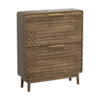 Walnut Mid-Century Shoe Cabinet with Flip-Top Drawers - Elirian