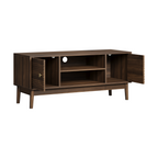 Mid-Century Walnut TV Stand with Grille Doors and Storage - Elirian