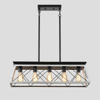 5-Light White Farmhouse Linear Chandelier for Dining Room and Kitchen Island - Elirian