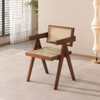 Mid-Century Rattan Accent Dining Chairs, Set of 2, Walnut - Elirian