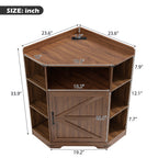 Walnut Corner Storage Cabinet with Charging Station and 6 Cubbies - Elirian