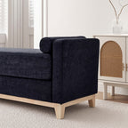 Sherpa Fleece Upholstered Bench with Bolster Pillows, Black - Elirian