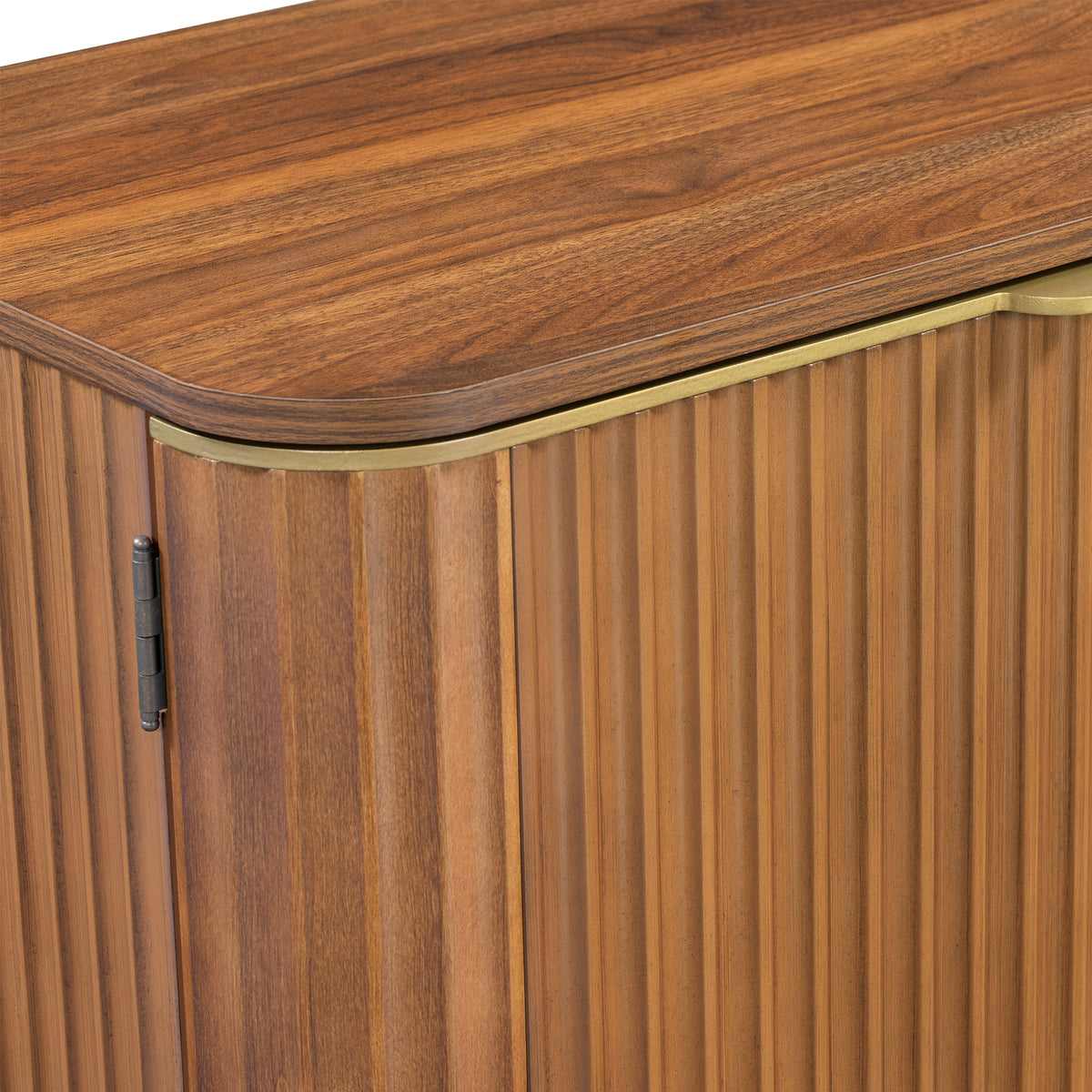 Fluted Coffee Table & TV Console Set in Warm Brown - Elirian