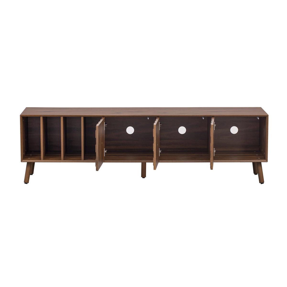 Walnut Mid-Century Modern TV Stand with Solid Wood Legs - Elirian
