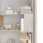 Light Gray Freestanding Corner Bookshelf with Anti-Tip Safety Design - Elirian