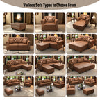 Faux Leather Modular Ottoman in Warm Brown - Elirian