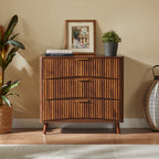 Fluted Walnut 3-Drawer Dresser, Set of 2 - Elirian