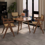 Mid-Century Rattan Accent Dining Chairs, Set of 2, Walnut - Elirian