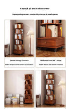 Rotating Corner Bookshelf, 6-Tier Walnut Brown Spinning Bookcase - Elirian