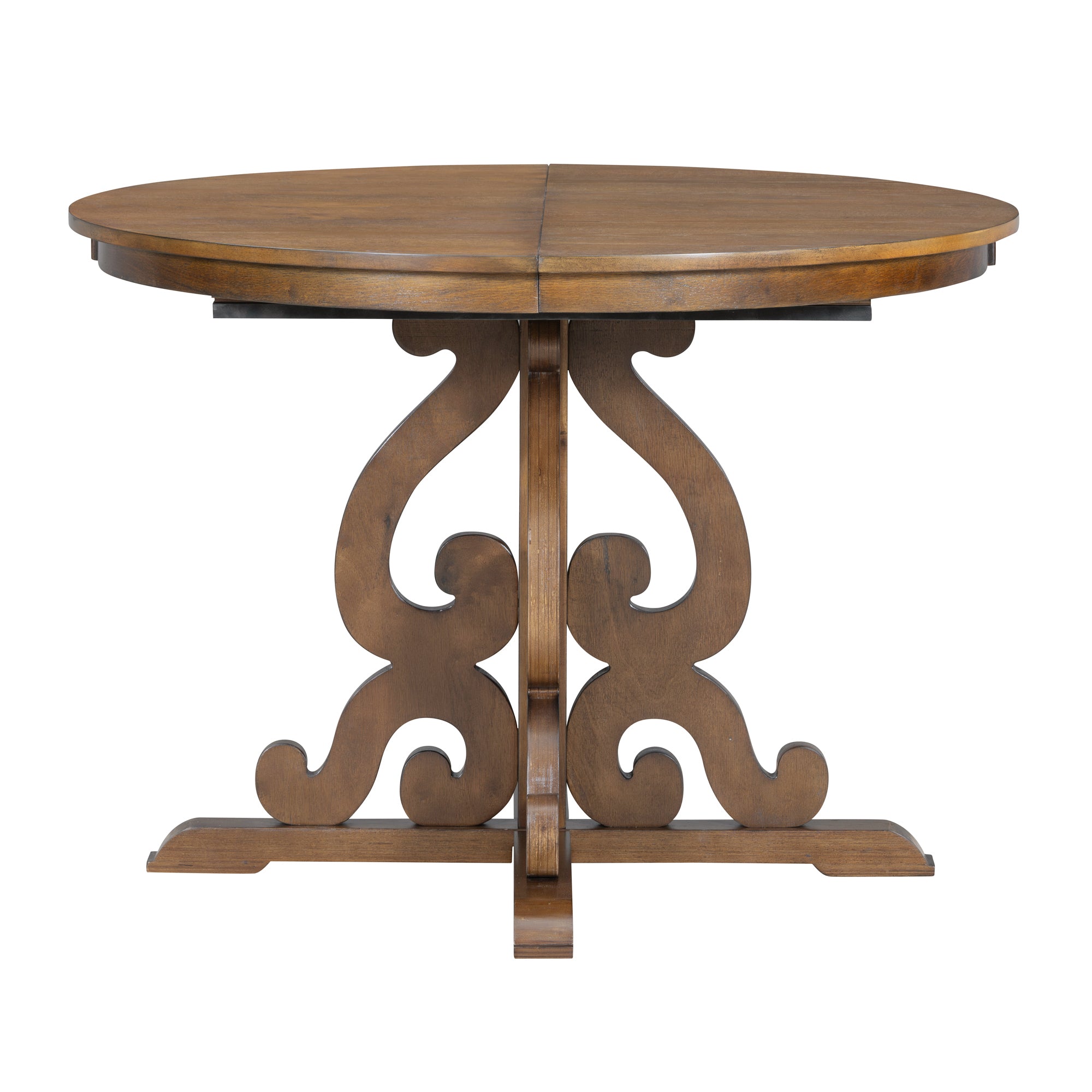 Retro Extendable Dining Set with 4 Upholstered Chairs, Walnut - Elirian