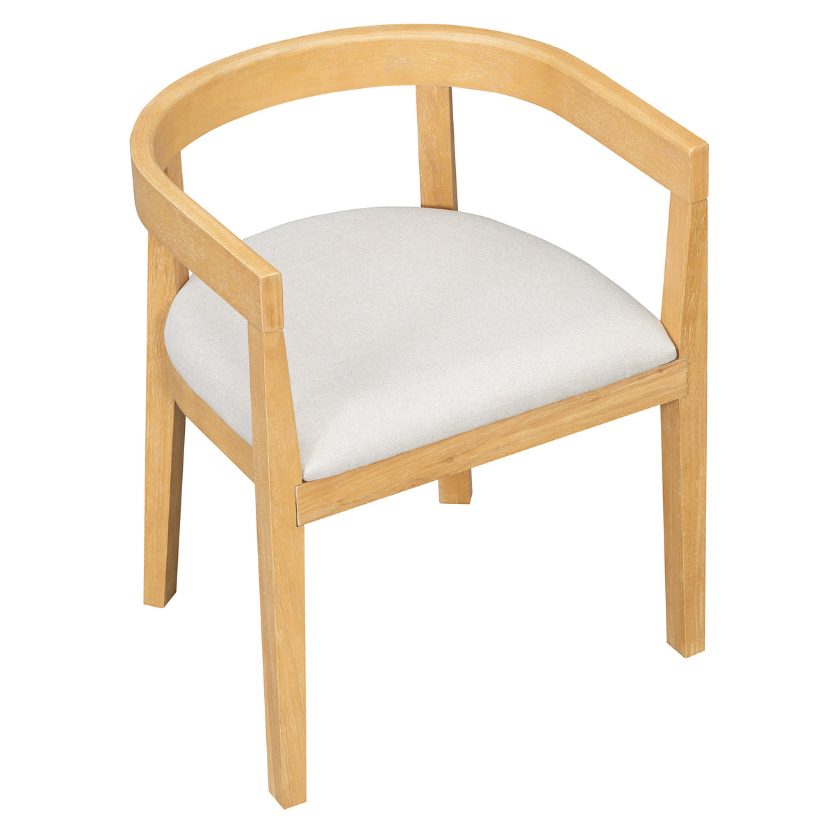 Curved Back Upholstered Dining Chairs with Solid Wood Frame, Set of 2 (Natural) - Elirian
