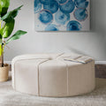 Cream Oval Tufted Cocktail Ottoman, 48" - Elirian