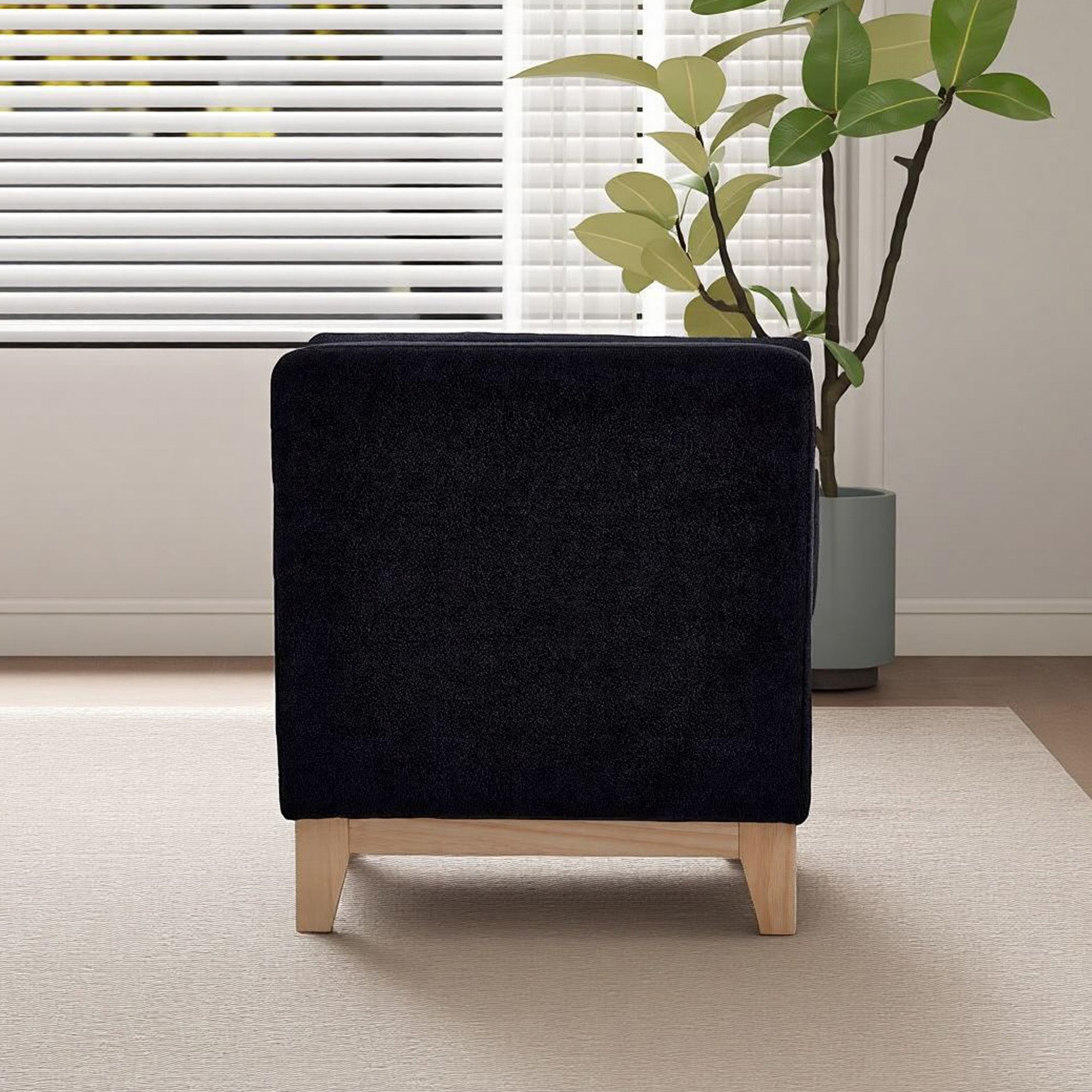 Sherpa Fleece Upholstered Bench with Bolster Pillows, Black - Elirian