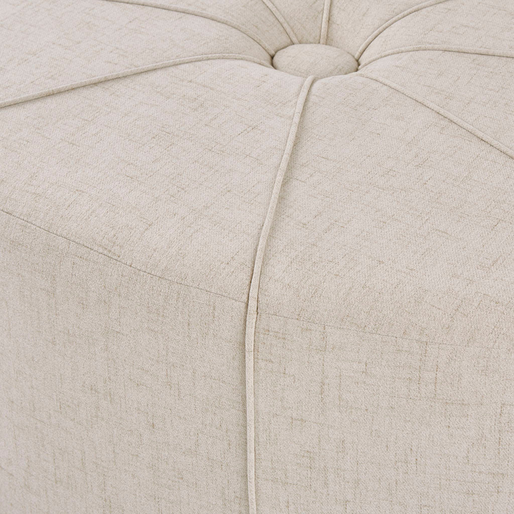 Cream Oval Tufted Cocktail Ottoman, 48" - Elirian