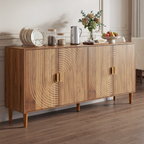 62.6-Inch Walnut Sideboard with Grooved 4-Door Storage - Elirian