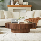Handcrafted Oval Drum Coffee Table in Walnut - Elirian