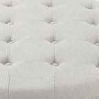 Round Bouclé Storage Ottoman with Reversible Tray Lid, Beige - Elirian