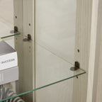 Antique White Lighted Curio Cabinet with Glass Doors and Adjustable Shelves - Elirian