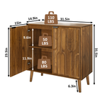 Farmhouse Walnut Sideboard Buffet Cabinet with Slatted Doors, 31.5" W - Elirian
