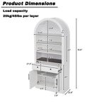 Arched White Bookshelf with Storage Cabinet and Adjustable Shelves - Elirian