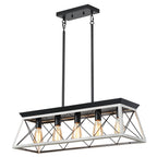 5-Light White Farmhouse Linear Chandelier for Dining Room and Kitchen Island - Elirian