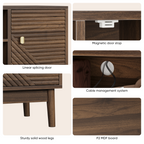 Mid-Century Walnut TV Stand with Grille Doors and Storage - Elirian