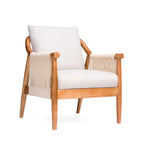Mid-Century Accent Chair with Hand-Woven Paper Rope Arms and Linen-Blend Cushion - Elirian