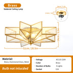 Brass Moravian Star Flush Mount Ceiling Light with Clear Glass - Elirian