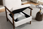 Mid Century Corduroy Storage Accent Chair with Solid Wood Frame - Elirian
