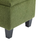 Green Bouclé Storage Ottoman Bench with Rubber Wood Legs - Elirian