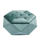 Velvet Diamond Tufted Storage Ottoman in Green - Elirian