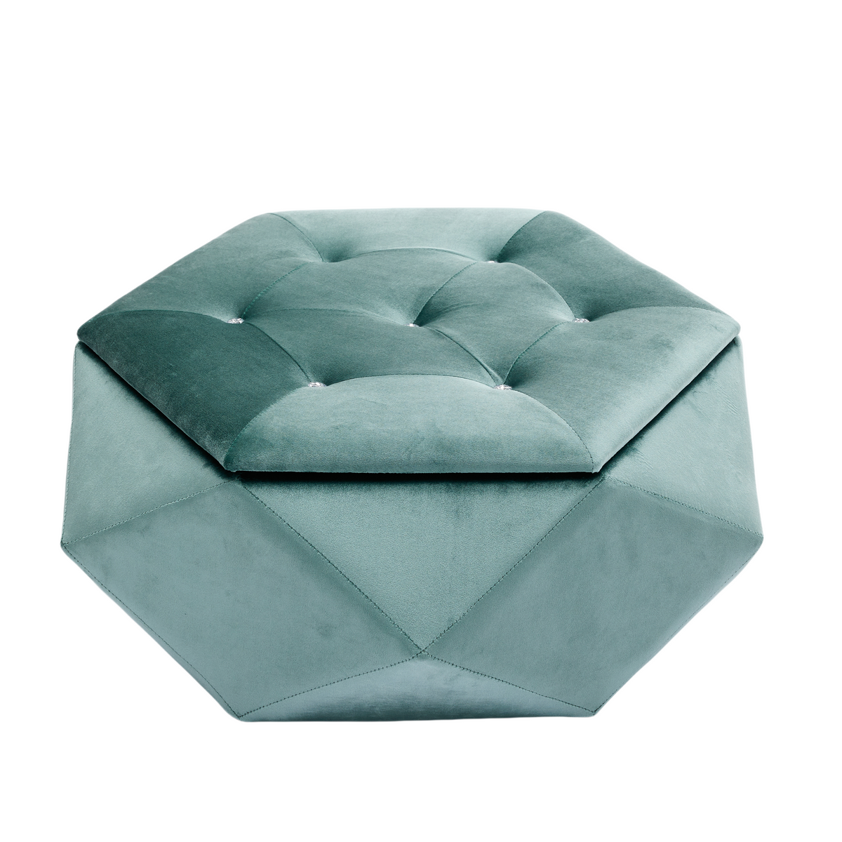Velvet Diamond Tufted Storage Ottoman in Green - Elirian