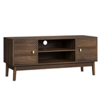 Mid-Century Walnut TV Stand with Grille Doors and Storage - Elirian